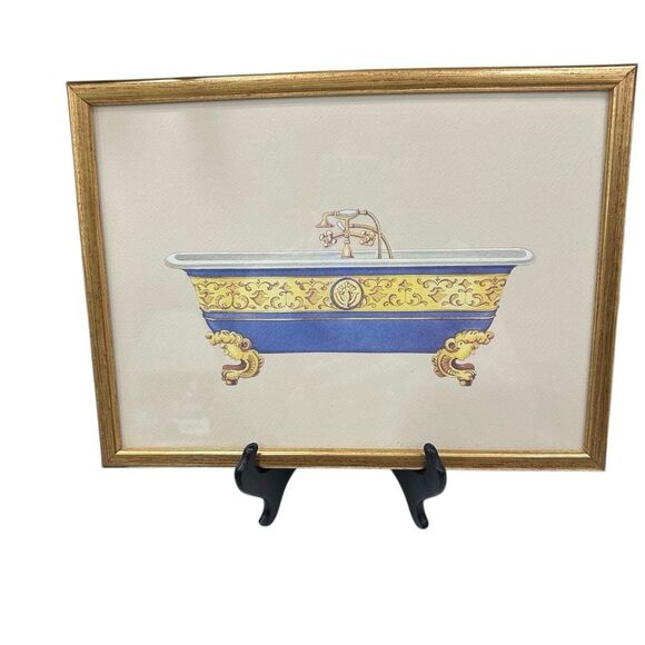 Vtg Pair of Framed Prints of Victorian-style Bathtubs by Artist Consuelo Gamboa - Picture 8 of 9